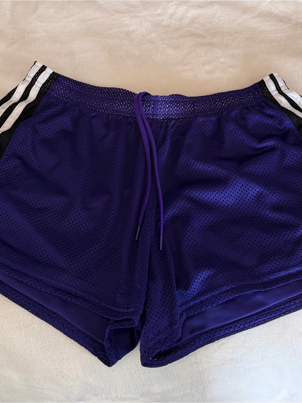 ADIDAS striped Women's Athletic Mesh Shorts - Purple